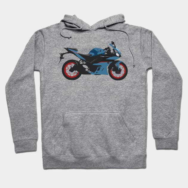 Motorcycle Yamaha YZF-R3 Aquamarine Hoodie by WiredDesigns